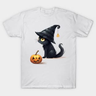 black cats cartoon for halloween T-Shirt